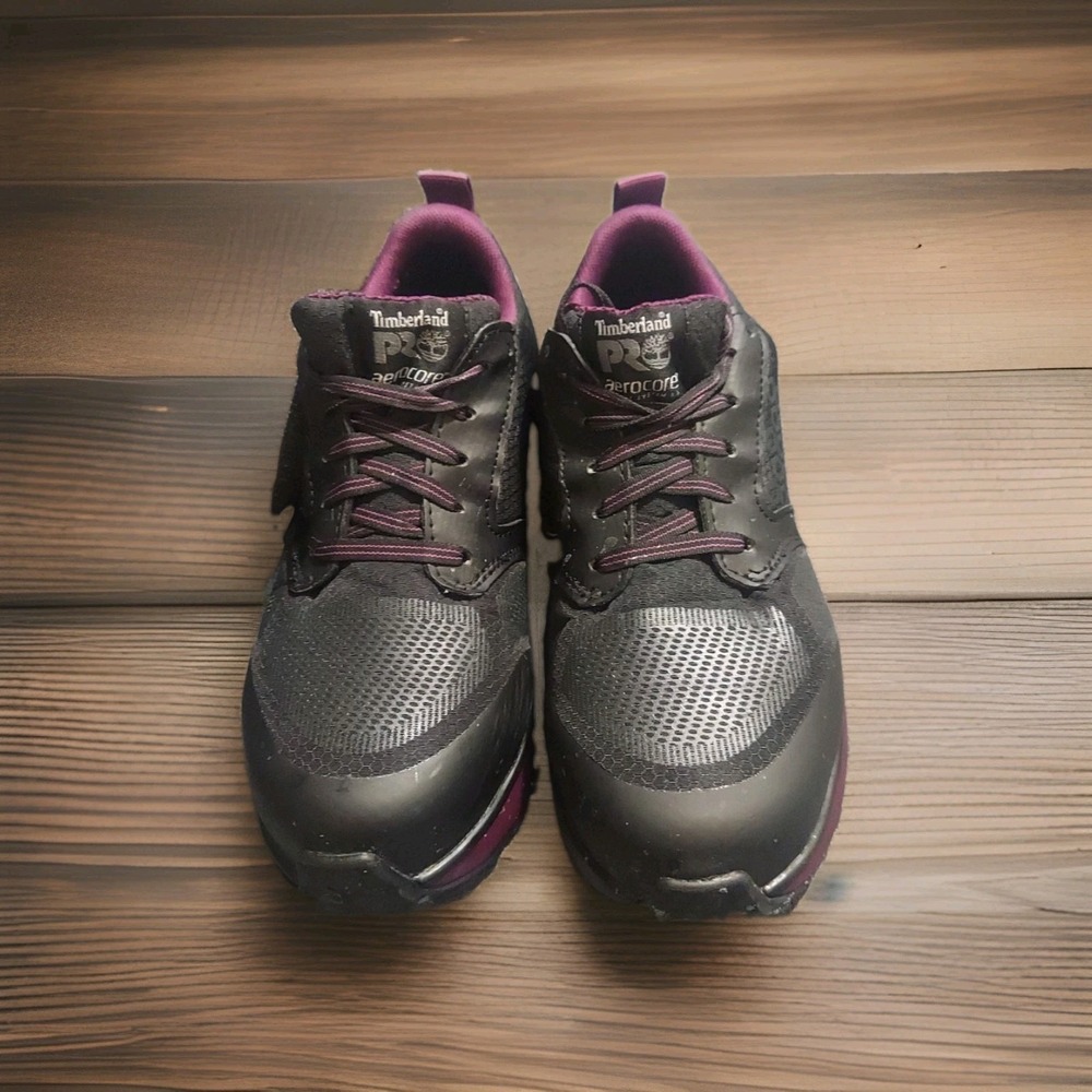 Timberland PRO Comp Toe Womens 8 Aerocore Energy Work Safety Shoes Black Purple